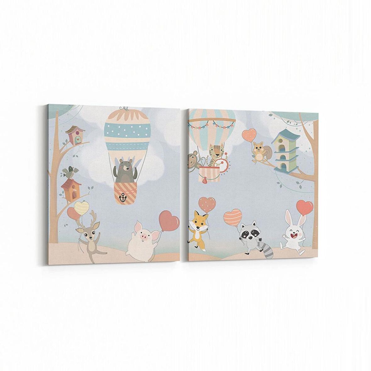 Olla 12760K2Y Çocuk Odası Görseli 2'li Yatay Kanvas Tablo (Ölçü: 85X40)