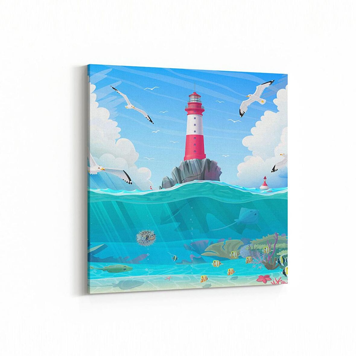 Olla 12894K Deniz / Okyanus Görseli Kare Kanvas Tablo (Ölçü: 30X30)