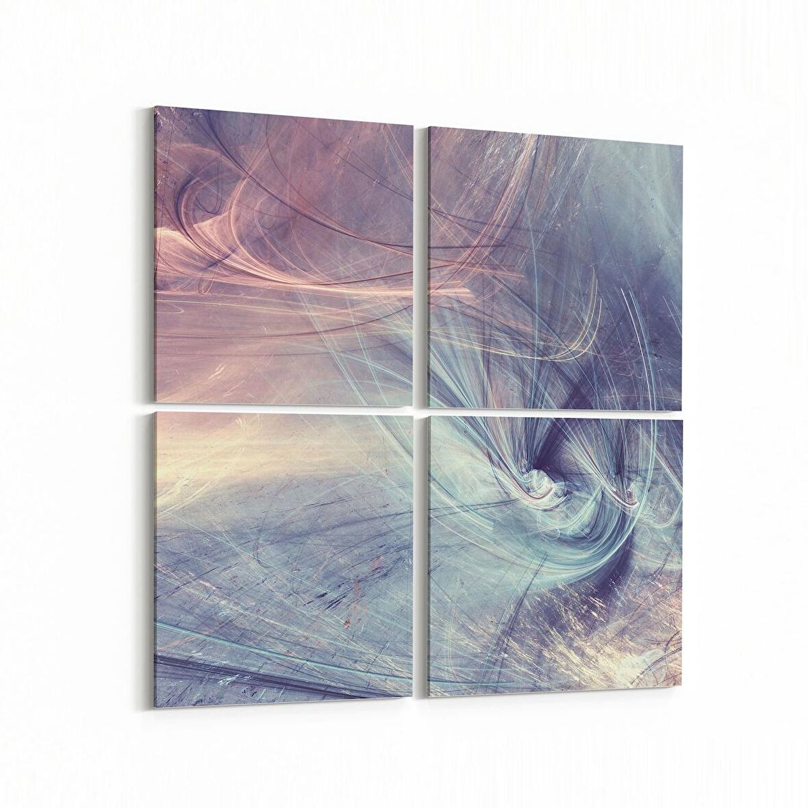 Olla 10362K4 Abstract Görsel Kare 4'lü Kanvas Tablo (Ölçü: 65X65)