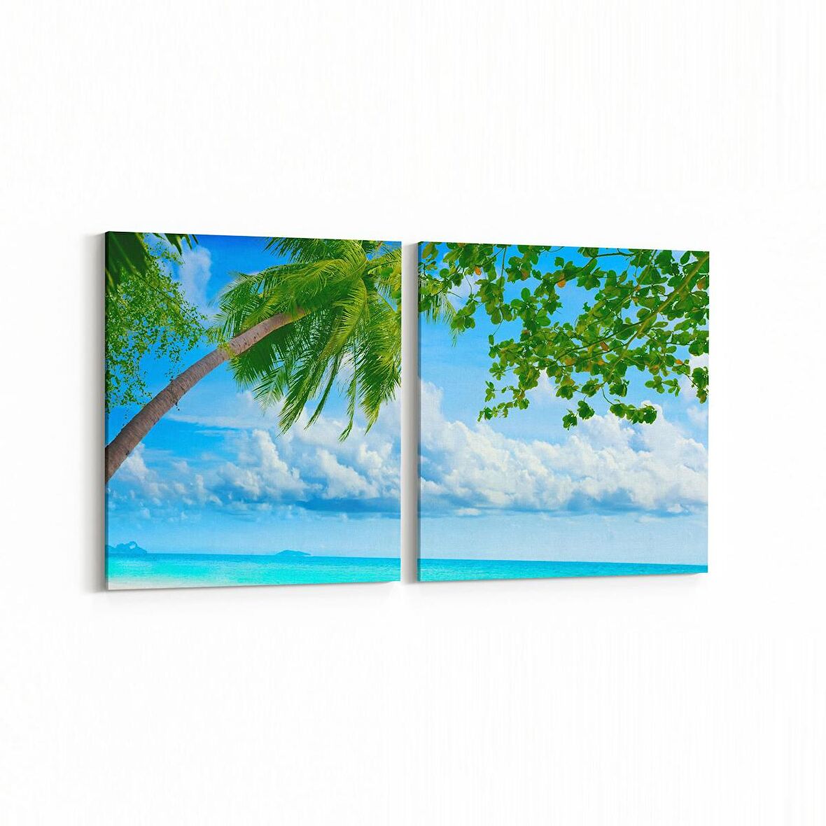 Olla 16512K2Y Kumsal / Sahil Görseli Kare 2'li Yatay Kanvas Tablo (Ölçü: 125X60)