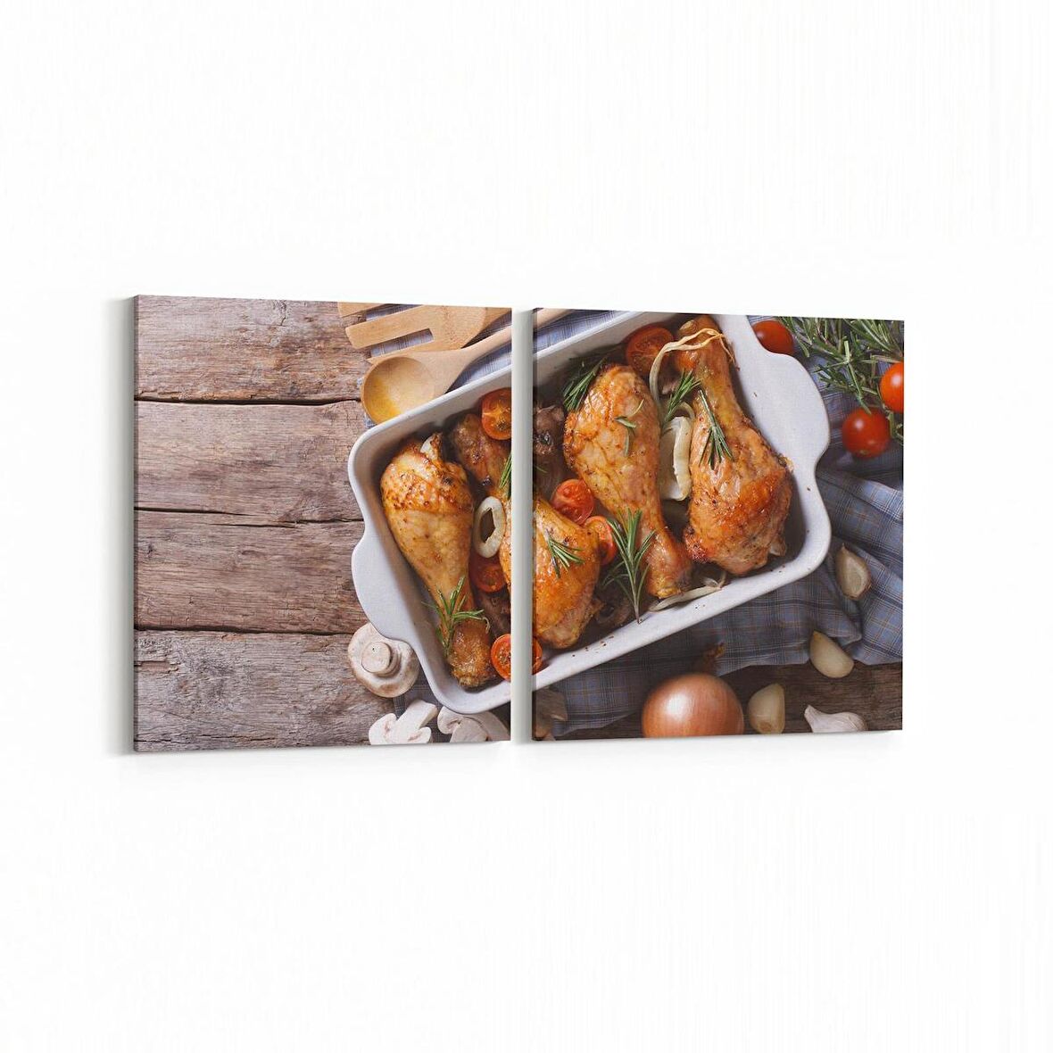 Olla 15131K2Y Gıda Görseli Kare 2'li Yatay Kanvas Tablo (Ölçü: 145X70)