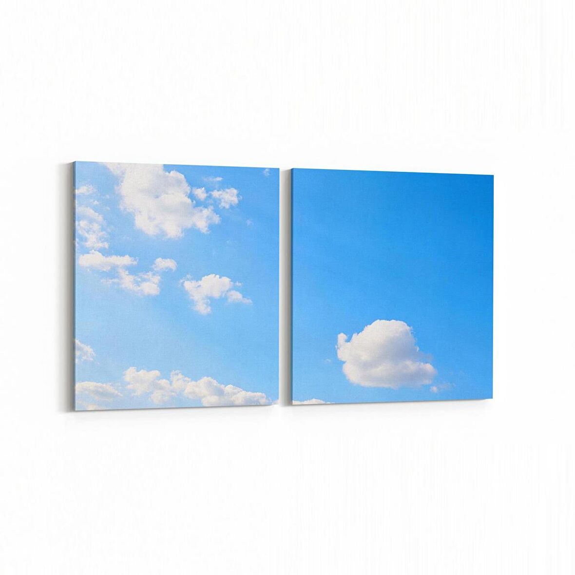 Olla 15487K2Y Gökyüzü Bulut Görseli Kare 2'li Yatay Kanvas Tablo (Ölçü: 125X60)