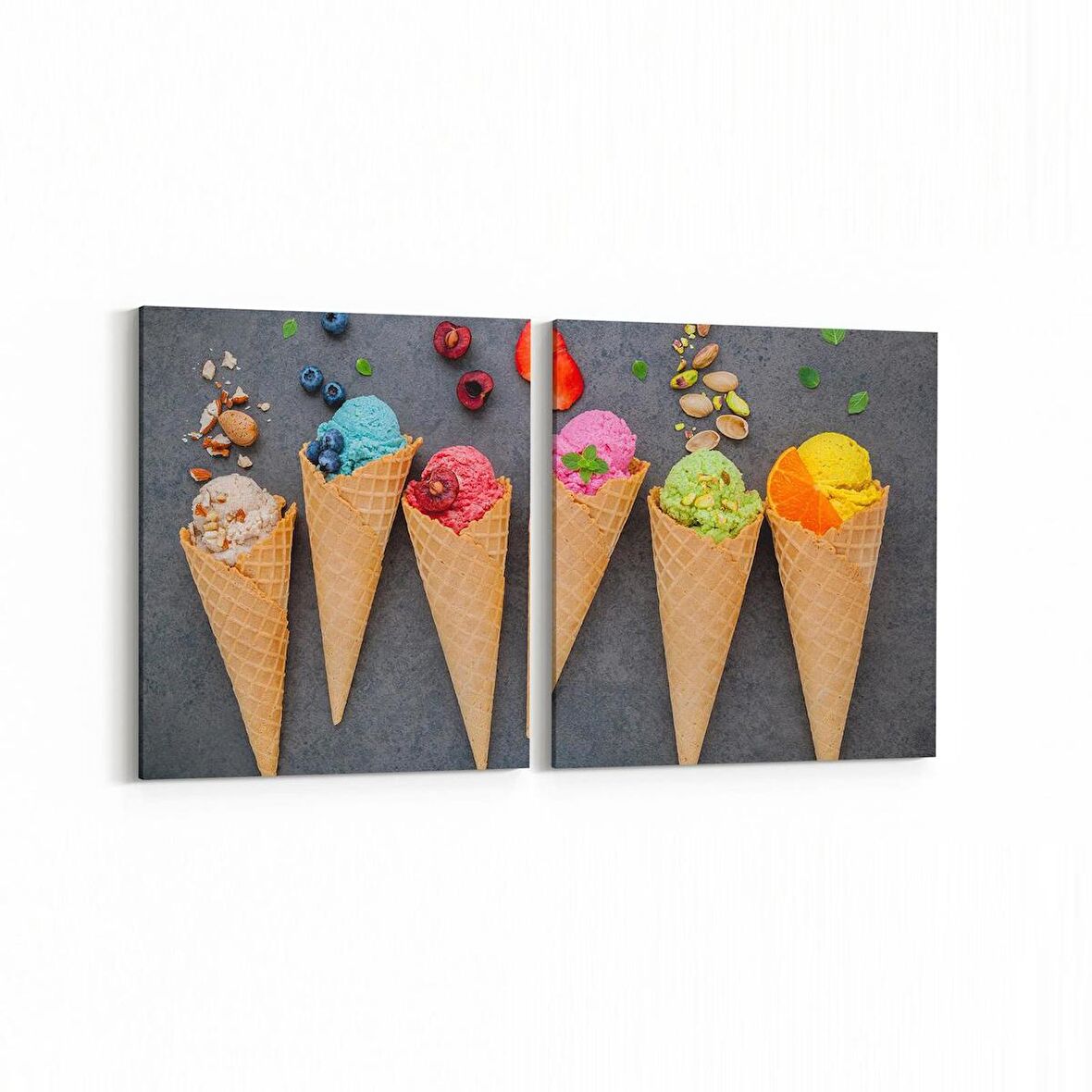 Olla 15288K2Y Gıda Görseli Kare 2'li Yatay Kanvas Tablo (Ölçü: 145X70)