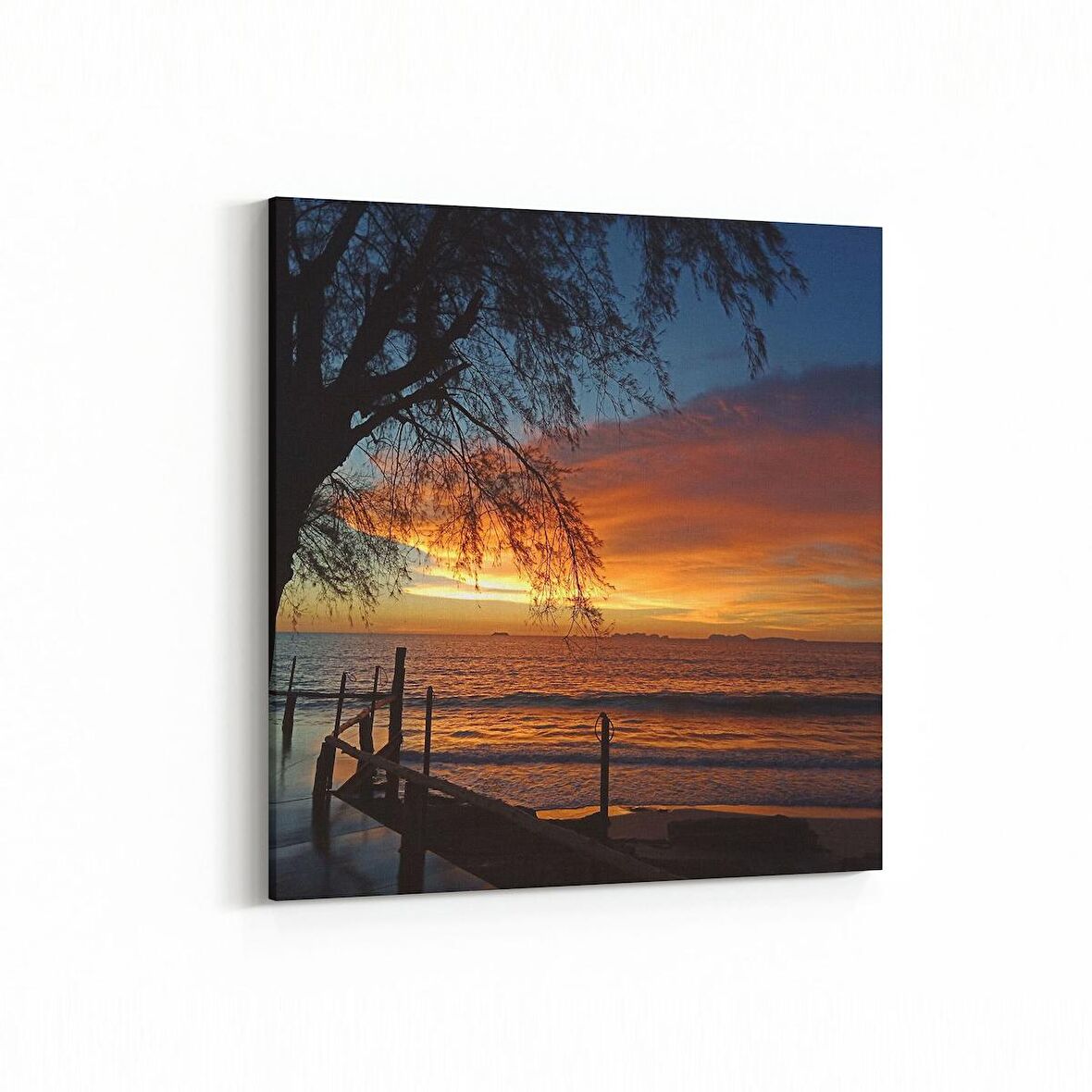 Olla 15982K Günbatımı Görseli Kare Kanvas Tablo (Ölçü: 25X25)