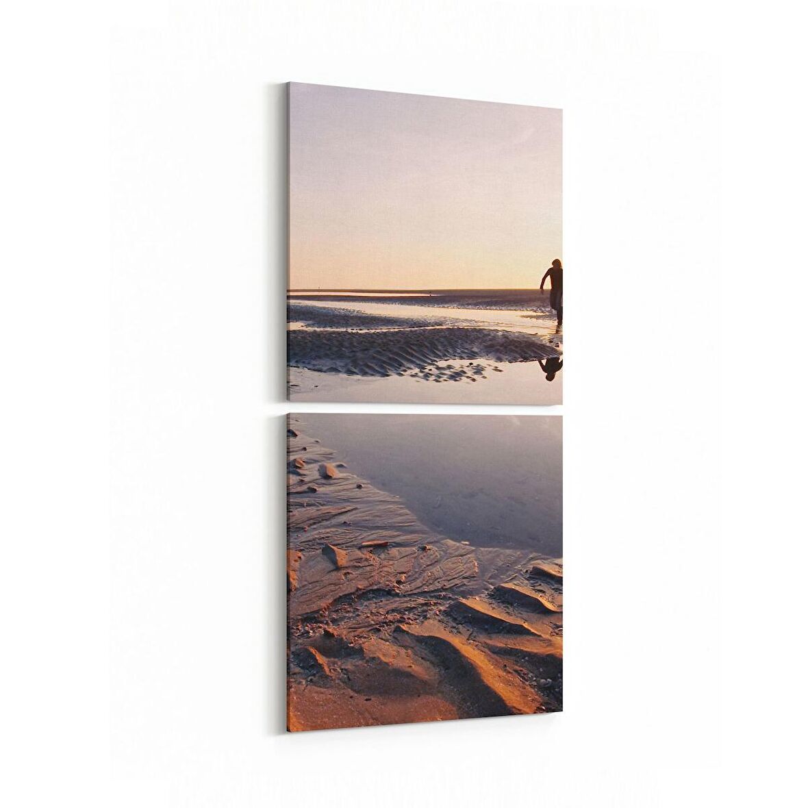 Olla 16019K2D Günbatımı Görseli Kare 2'li Dikey Kanvas Tablo (Ölçü: 30X65)