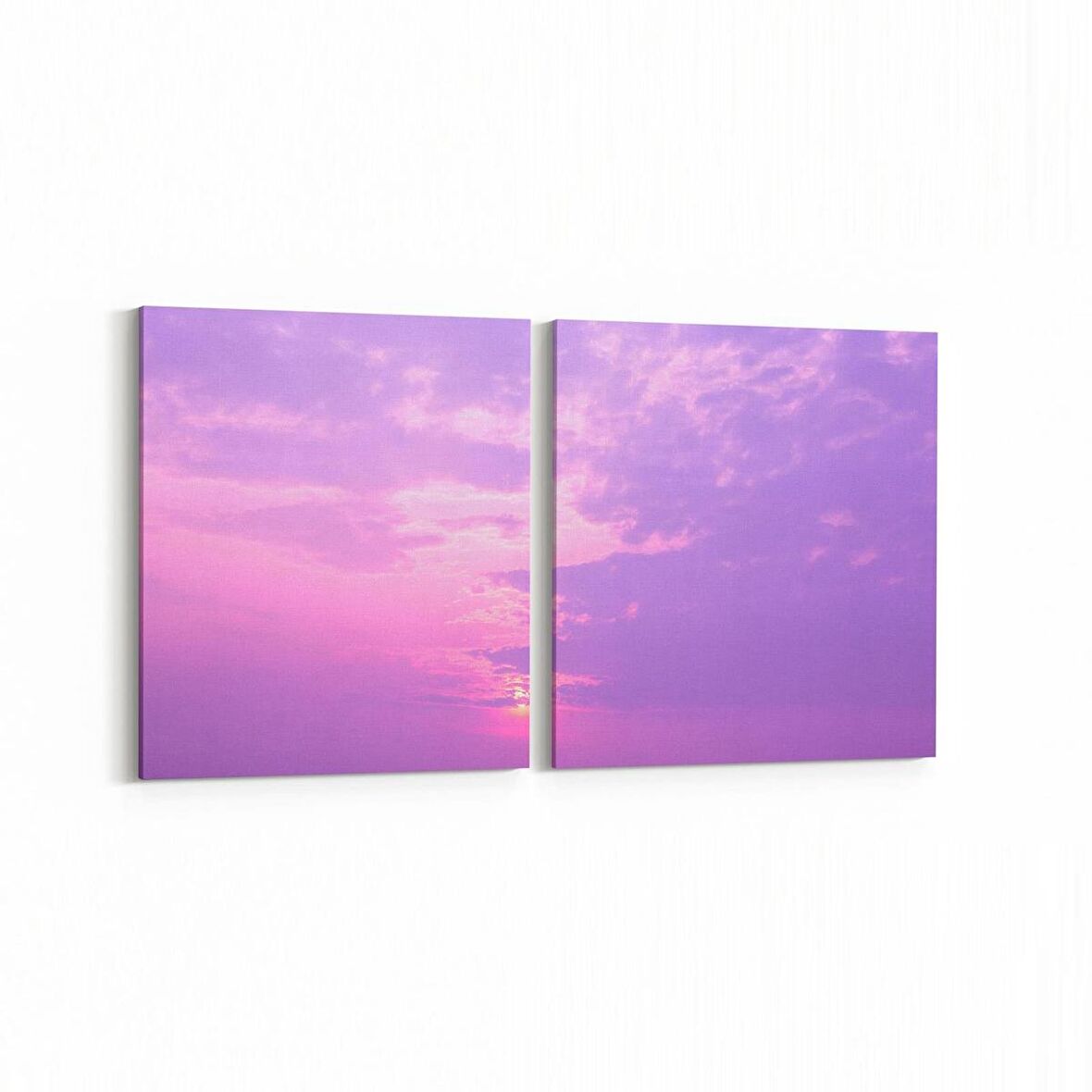 Olla 15996K2Y Günbatımı Görseli Kare 2'li Yatay Kanvas Tablo (Ölçü: 85X40)