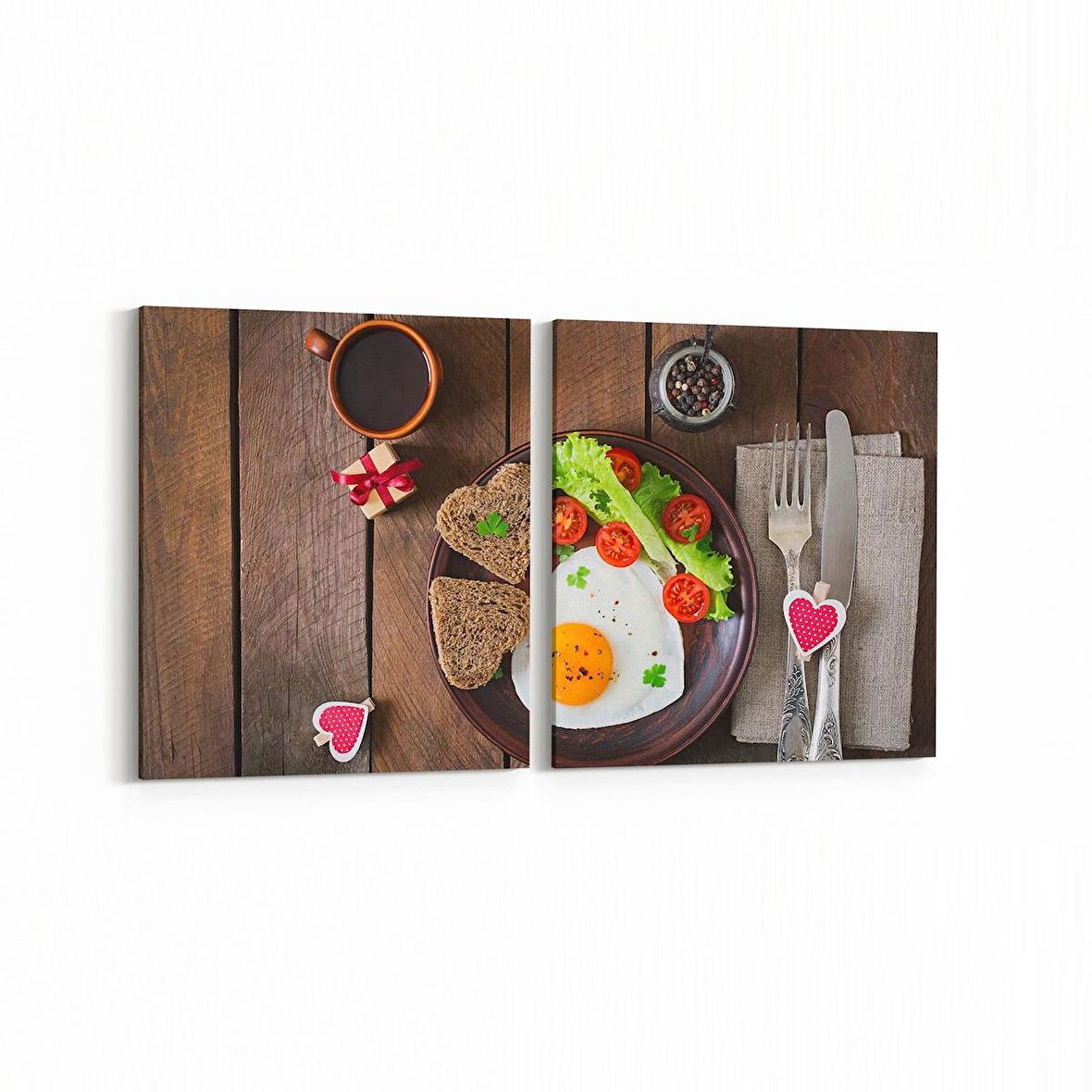 Olla 15169K2Y Gıda Görseli Kare 2'li Yatay Kanvas Tablo (Ölçü: 125X60)
