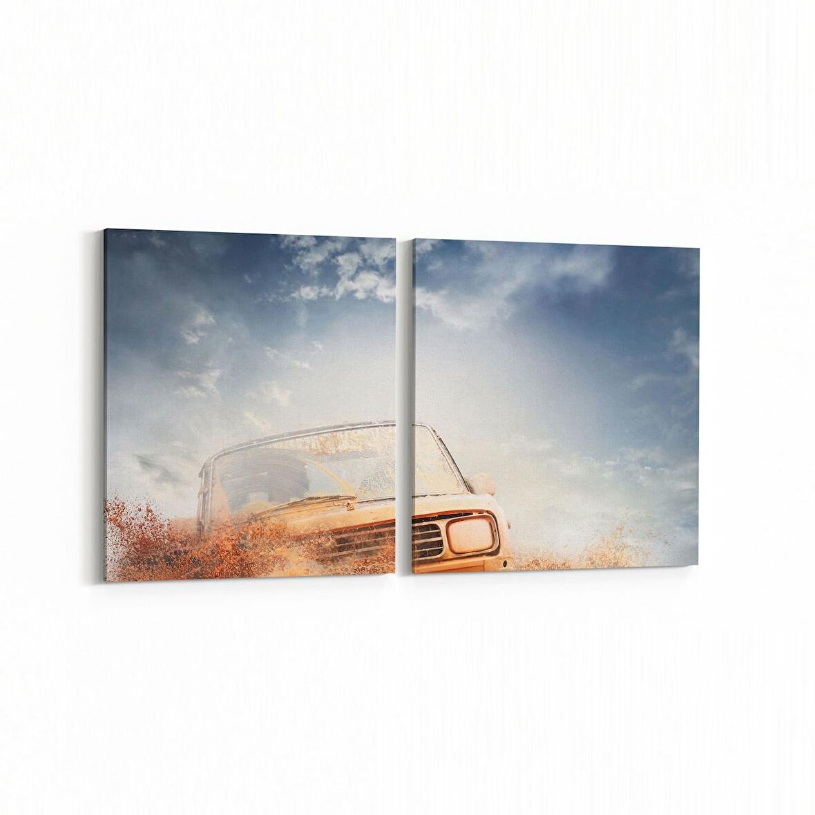 Olla 12328K2Y Araç Görseli Kare 2'li Yatay Kanvas Tablo (Ölçü: 125X60)