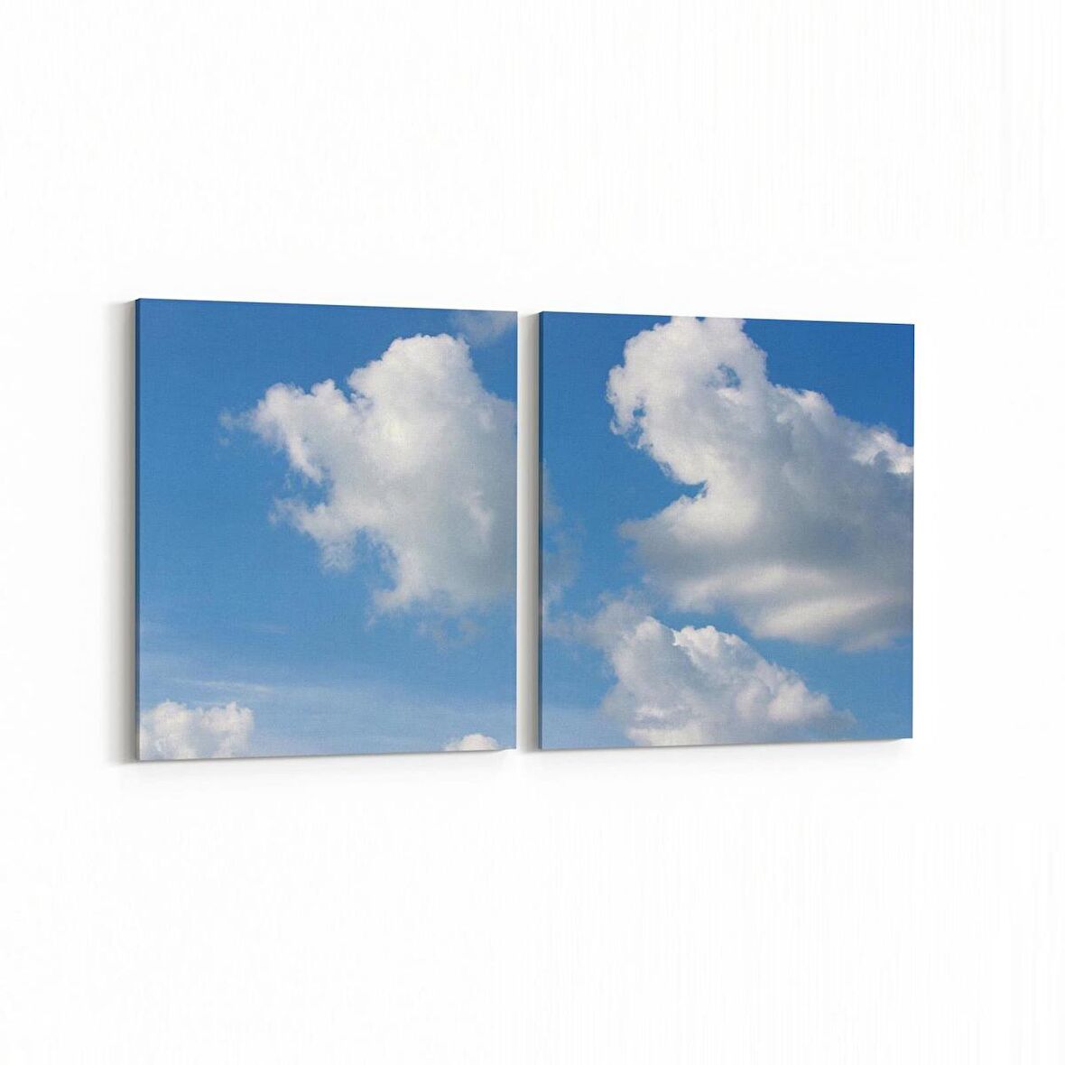 Olla 15533K2Y Gökyüzü Bulut Görseli Kare 2'li Yatay Kanvas Tablo (Ölçü: 85X40)