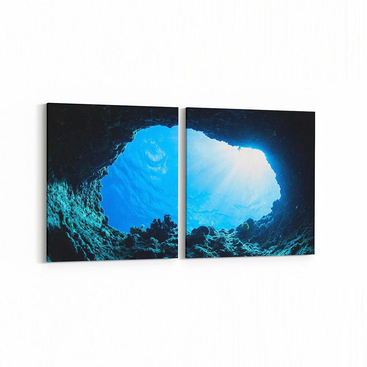 Olla 12960K2Y Deniz / Okyanus Görseli Kare 2'li Yatay Kanvas Tablo (Ölçü: 125X60)