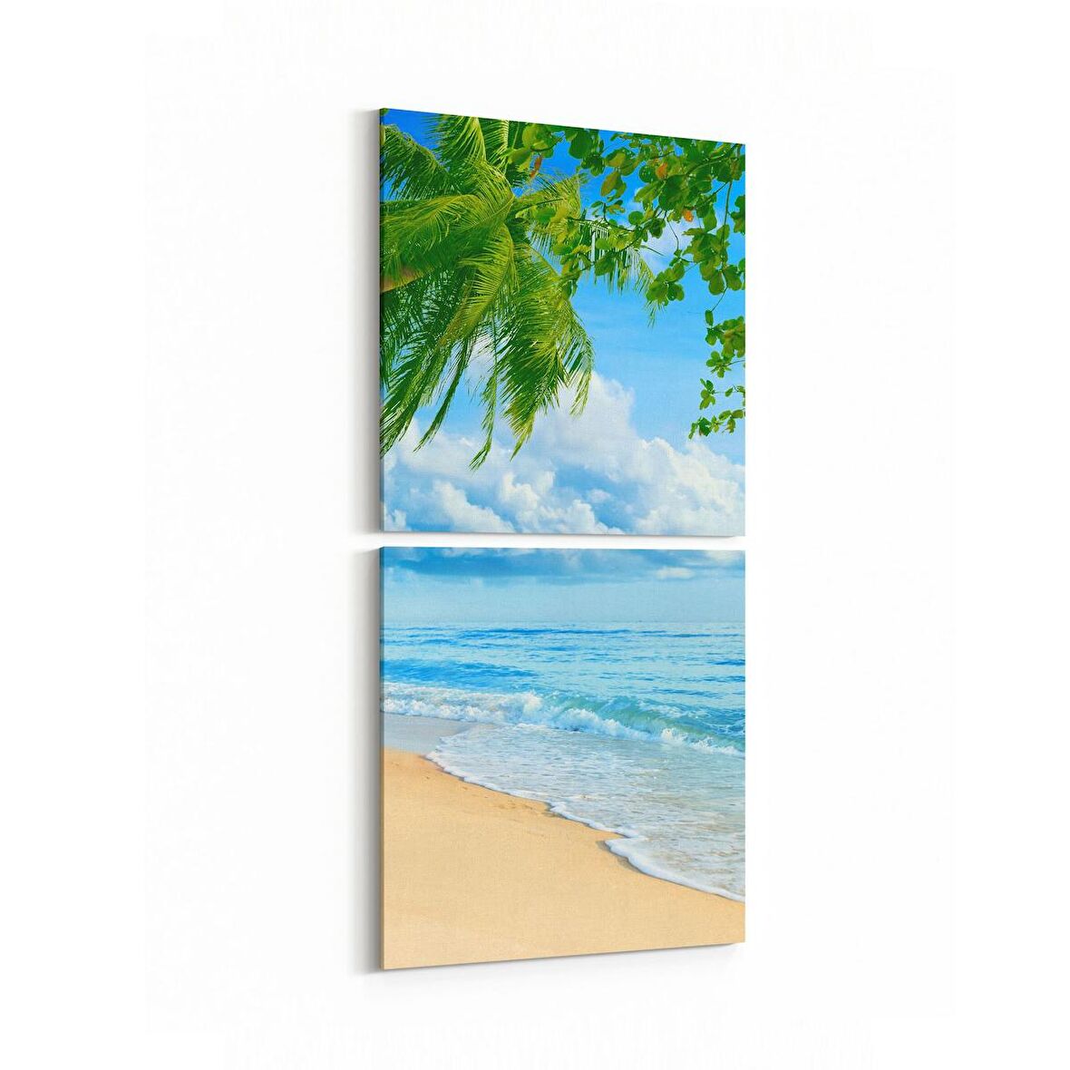 Olla 16344K2D Kumsal / Sahil Görseli Kare 2'li Dikey Kanvas Tablo (Ölçü: 30X65)