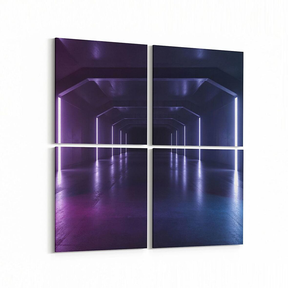 Olla 10428K4 Abstract Tünel Görsel Kare 4'lü Kanvas Tablo (Ölçü: 65X65)