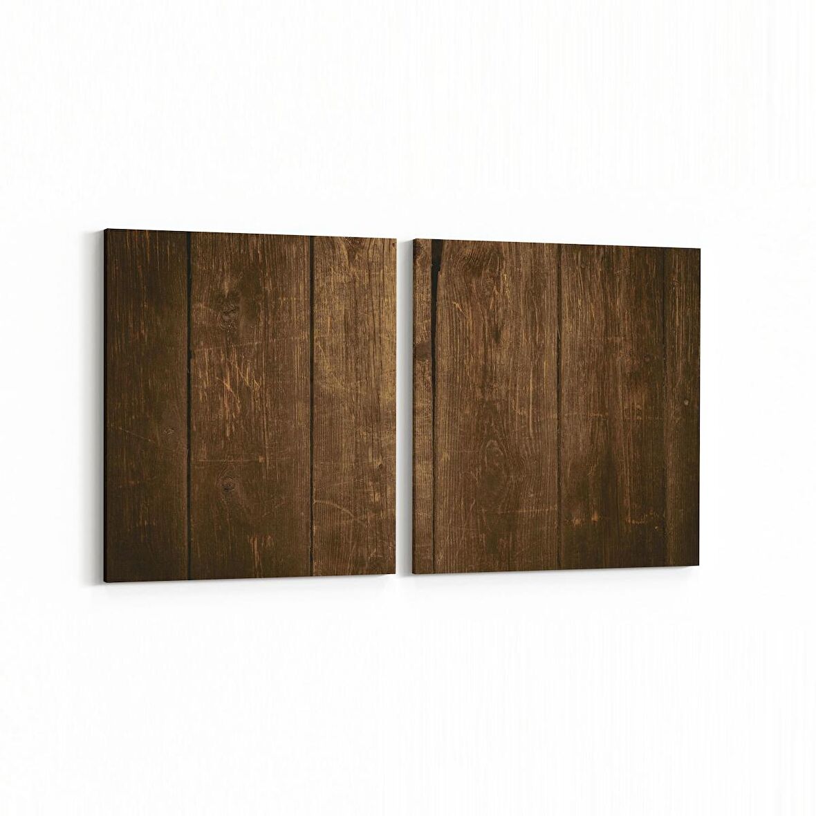 Olla 12037K2Y Ahşap Desen Görseli Kare 2'li Yatay Kanvas Tablo (Ölçü: 105X50)