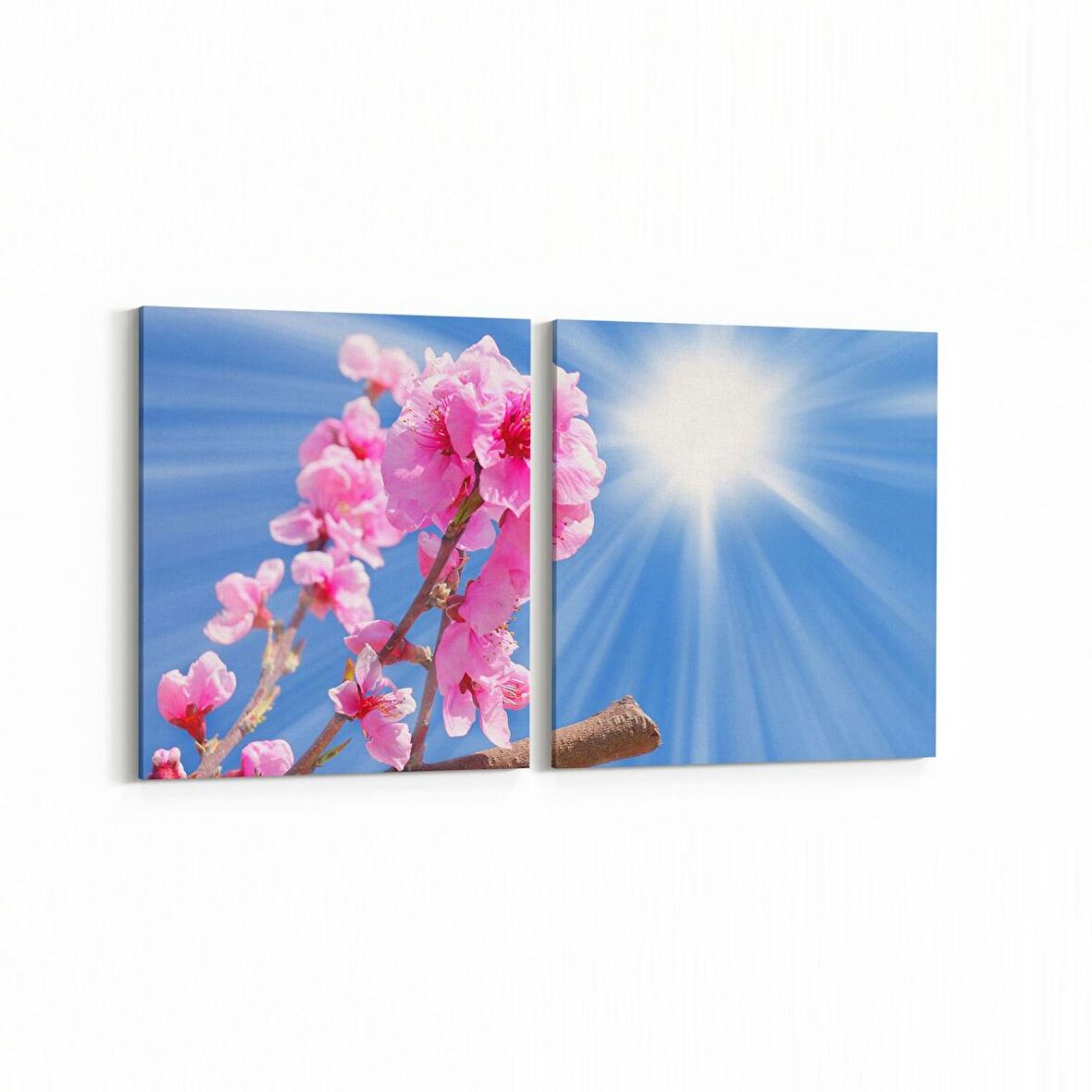 Olla 11057K2Y Ağaç Görseli Kare 2'li Yatay Kanvas Tablo (Ölçü: 65X30)