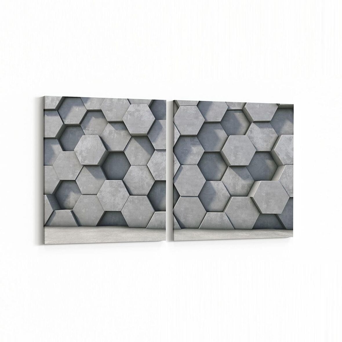 Olla 10020K2Y Abstract 3 Boyut Görsel Kare 2'li Yatay Kanvas Tablo (Ölçü: 85X40)