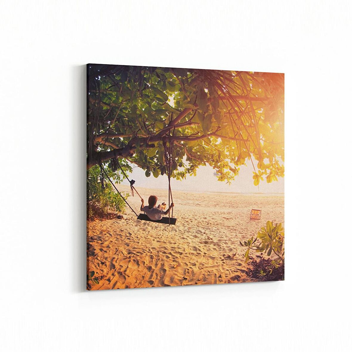 Olla 16029K Günbatımı Görseli Kare Kanvas Tablo (Ölçü: 60X60)