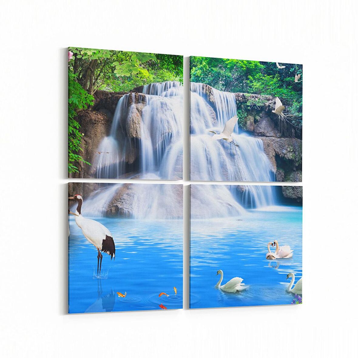 Olla 13462K4 Doğa / Manzara Görseli Kare 4'lü Kanvas Tablo (Ölçü: 105X105)