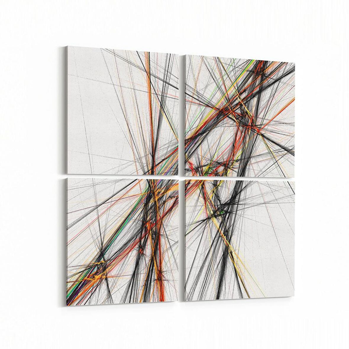 Olla 10062K4 Abstract Görsel Kare 4'lü Kanvas Tablo (Ölçü: 65X65)