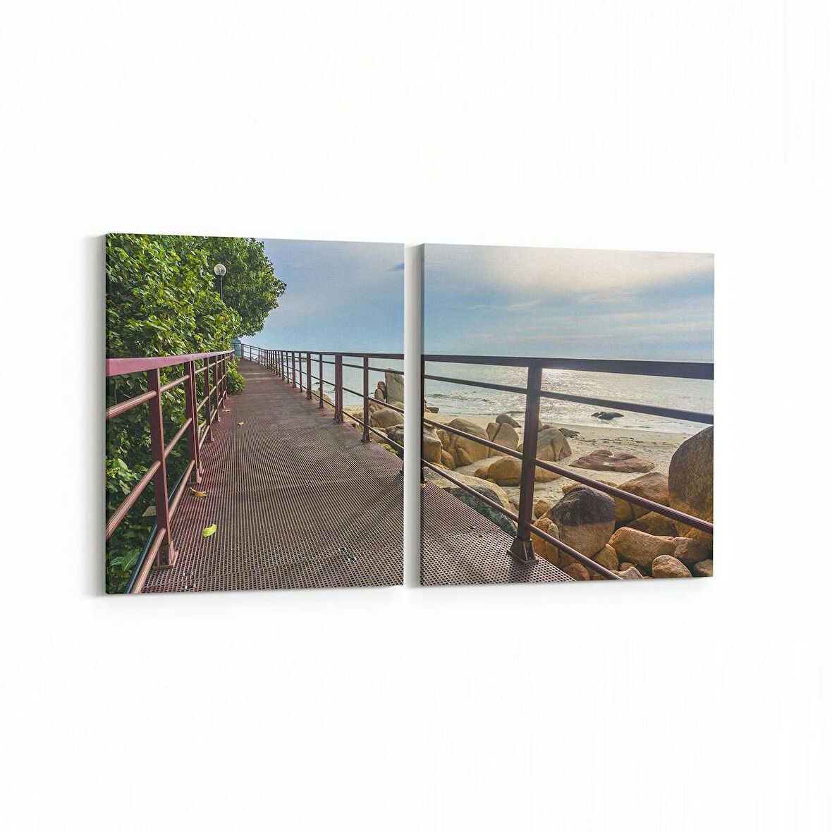 Olla 13572K2Y Doğa / Manzara Görseli Kare 2'li Yatay Kanvas Tablo (Ölçü: 125X60)