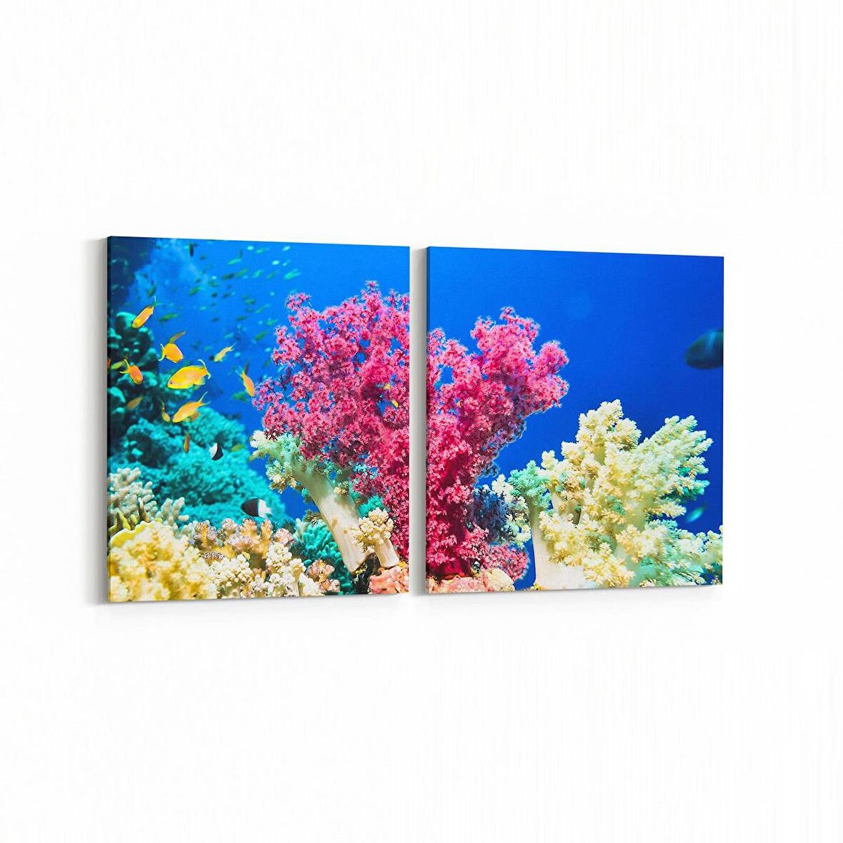 Olla 12984K2Y Deniz / Okyanus Görseli Kare 2'li Yatay Kanvas Tablo (Ölçü: 105X50)