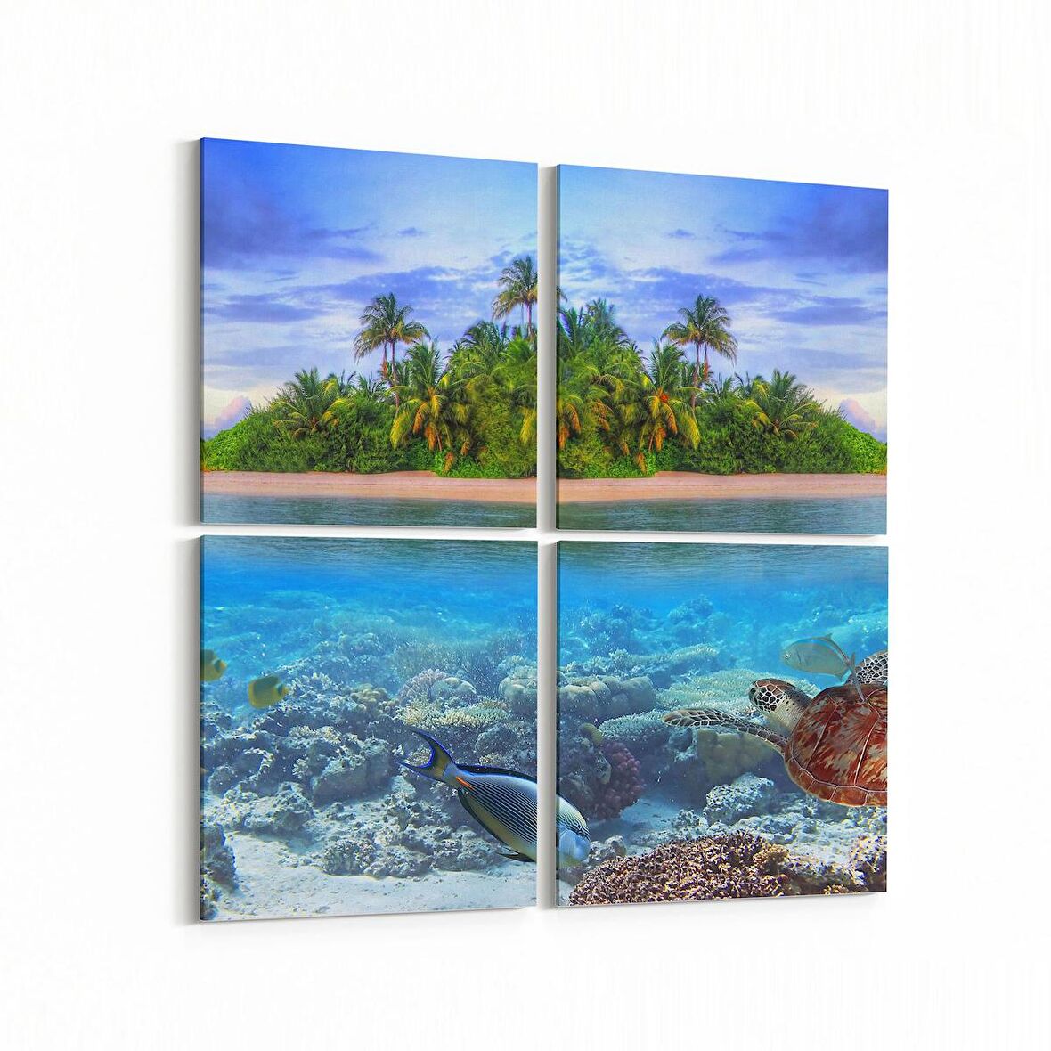 Olla 16341K4 Kumsal / Sahil Görseli Kare 4'lü Kanvas Tablo (Ölçü: 145X145)