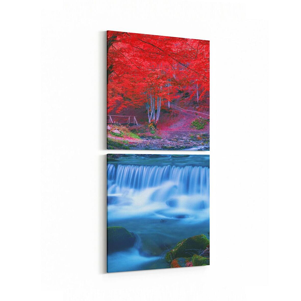 Olla 14129K2D Doğa / Manzara Görseli Kare 2'li Dikey Kanvas Tablo (Ölçü: 30X65)