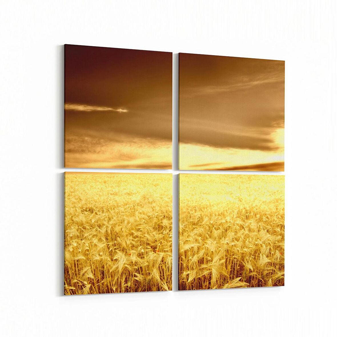 Olla 15895K4 Günbatımı Görseli Kare 4'lü Kanvas Tablo (Ölçü: 125X125)