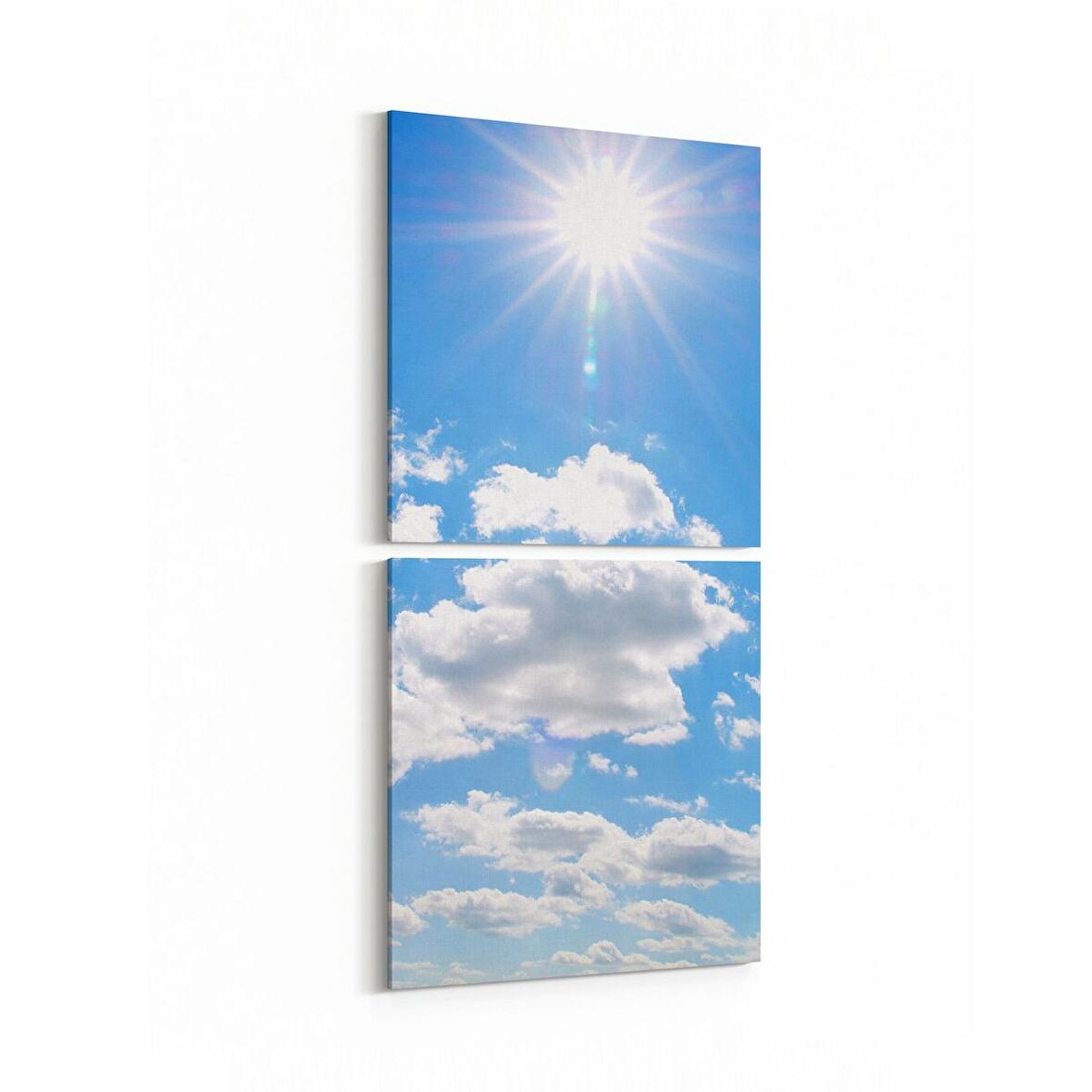 Olla 15474K2D Gökyüzü Bulut Görseli Kare 2'li Dikey Kanvas Tablo (Ölçü: 30X65)