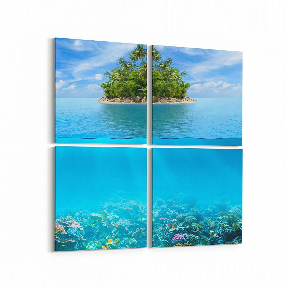 Olla 16467K4 Kumsal / Sahil Görseli Kare 4'lü Kanvas Tablo (Ölçü: 145X145)