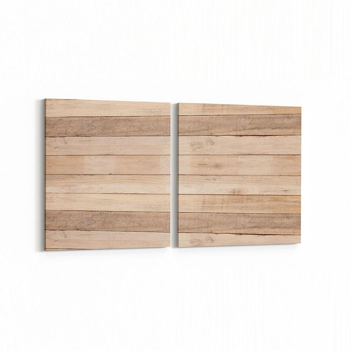 Olla 11975K2Y Ahşap Desen Görseli Kare 2'li Yatay Kanvas Tablo (Ölçü: 145X70)