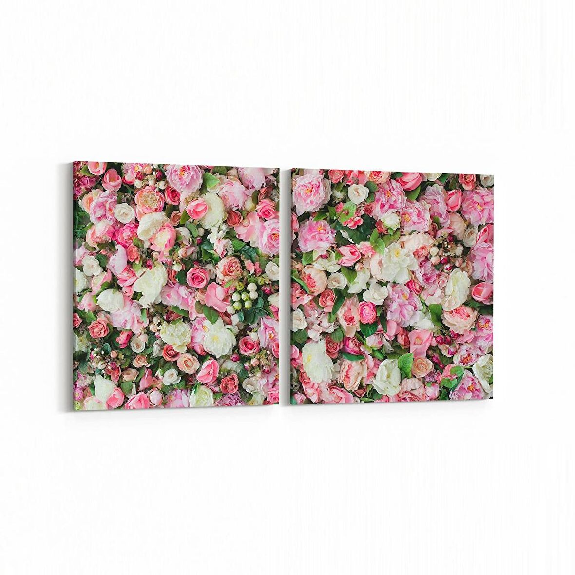 Olla 11606K2Y Çiçek Görseli Kare 2'li Yatay Kanvas Tablo (Ölçü: 65X30)