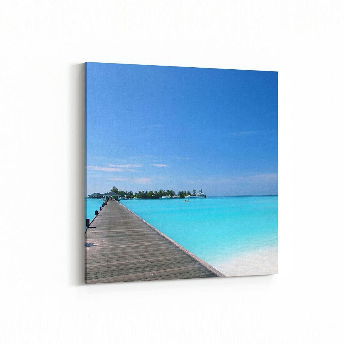 Olla 16483K Kumsal / Sahil Görseli Kare Kanvas Tablo (Ölçü: 100X100)