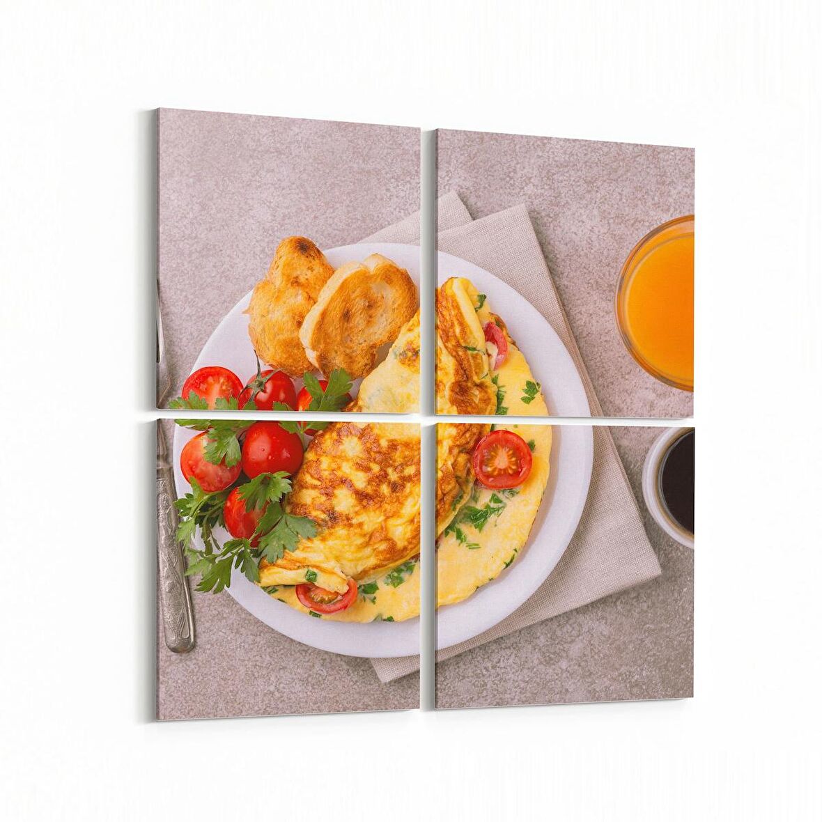 Olla 15018K4 Gıda Görseli Kare 4'lü Kanvas Tablo (Ölçü: 125X125)