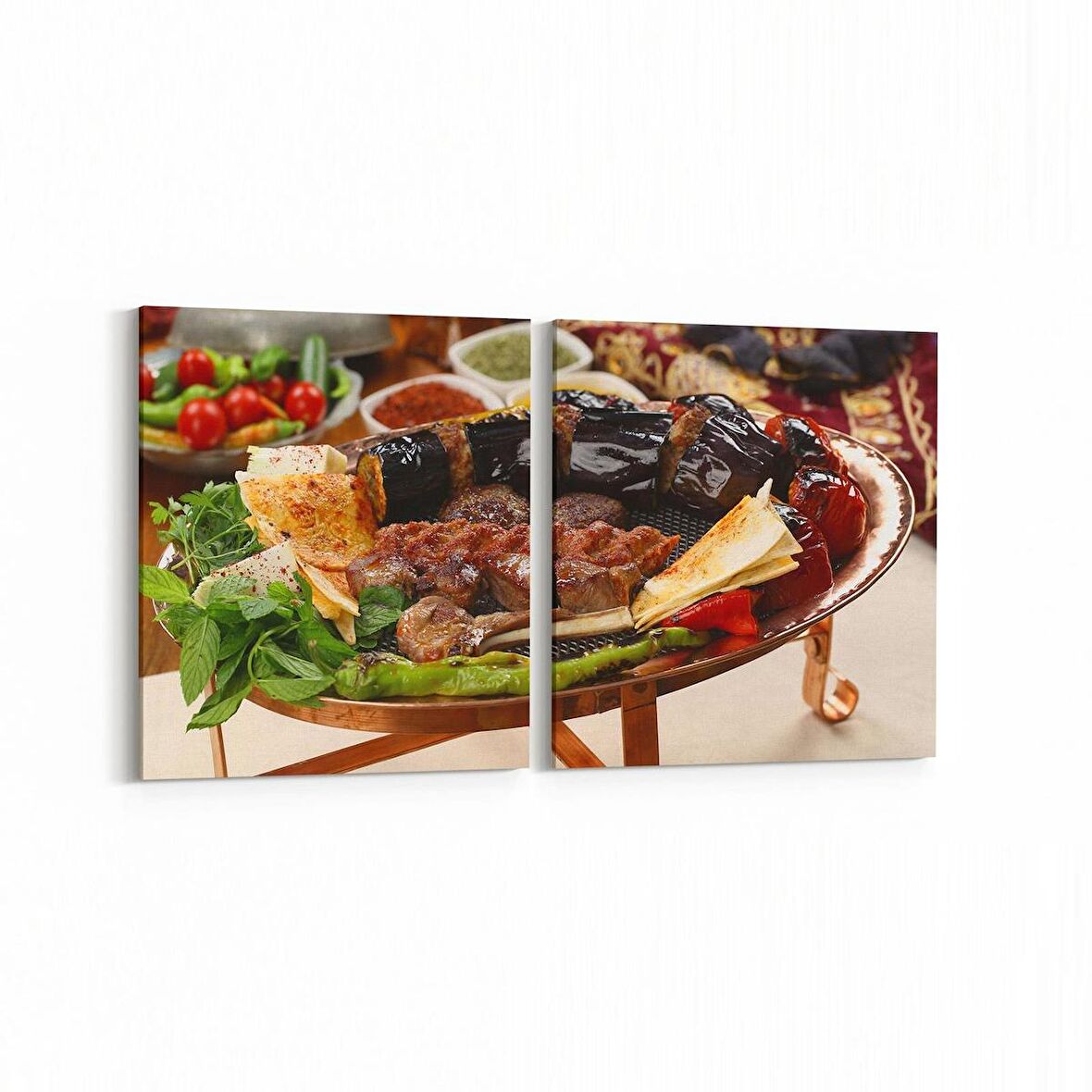 Olla 15064K2Y Gıda Görseli Kare 2'li Yatay Kanvas Tablo (Ölçü: 65X30)