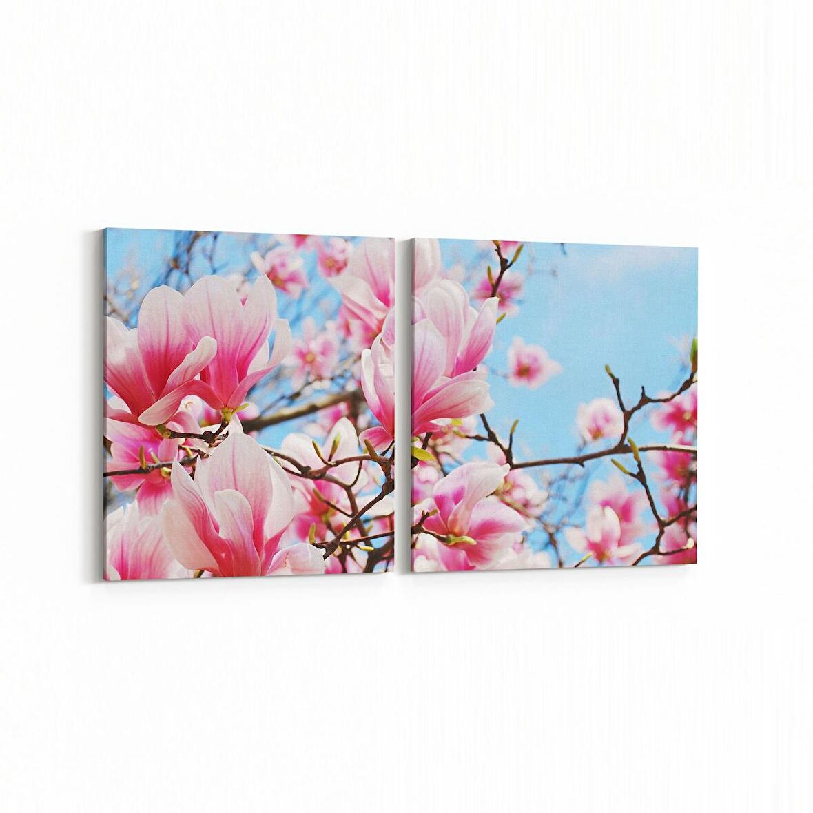 Olla 10561K2Y Ağaç Görseli Kare 2'li Yatay Kanvas Tablo (Ölçü: 125X60)