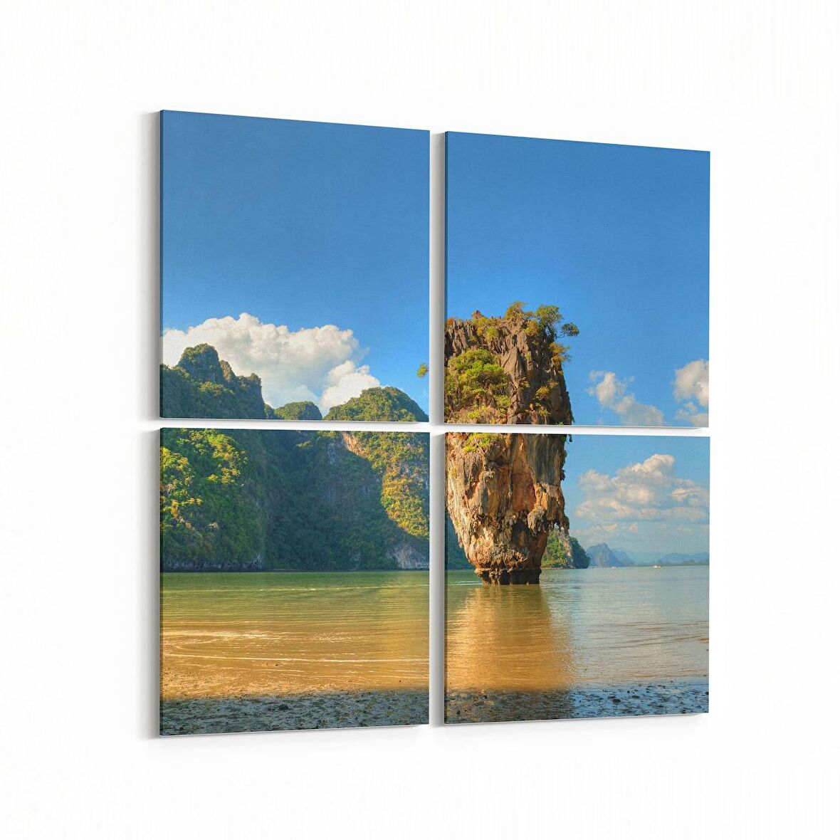 Olla 16635K4 Kumsal / Sahil Görseli Kare 4'lü Kanvas Tablo (Ölçü: 65X65)