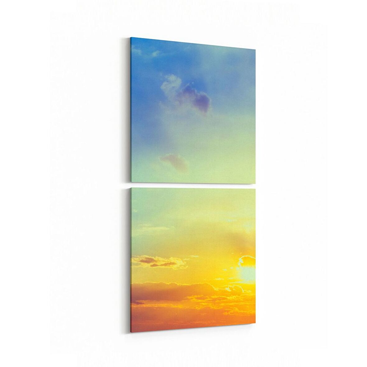 Olla 15987K2D Günbatımı Görseli Kare 2'li Dikey Kanvas Tablo (Ölçü: 30X65)