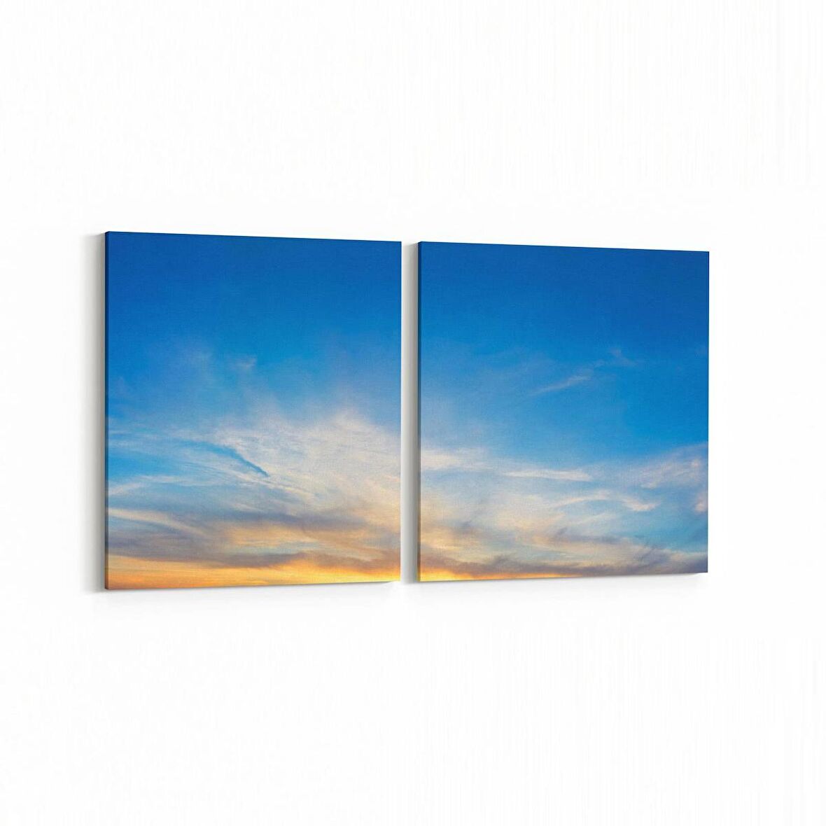 Olla 15954K2Y Günbatımı Görseli Kare 2'li Yatay Kanvas Tablo (Ölçü: 65X30)