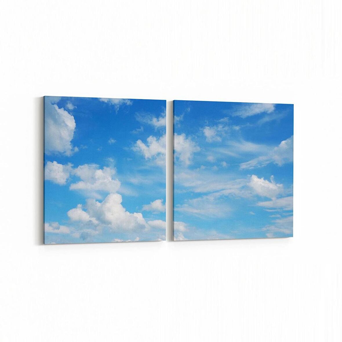 Olla 15619K2Y Gökyüzü Bulut Görseli Kare 2'li Yatay Kanvas Tablo (Ölçü: 85X40)