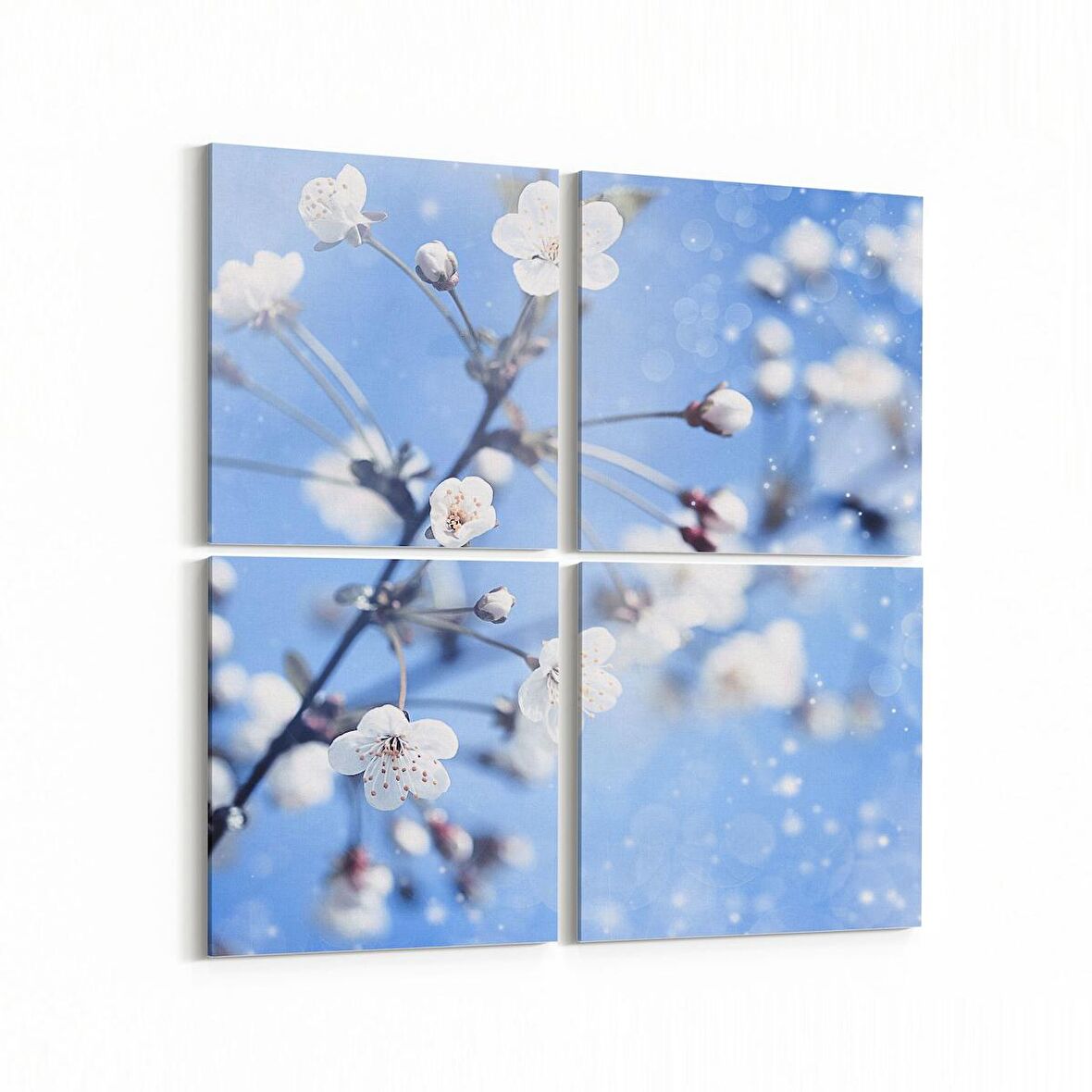 Olla 10471K4 Ağaç Görseli Kare 4'lü Kanvas Tablo (Ölçü: 105X105)