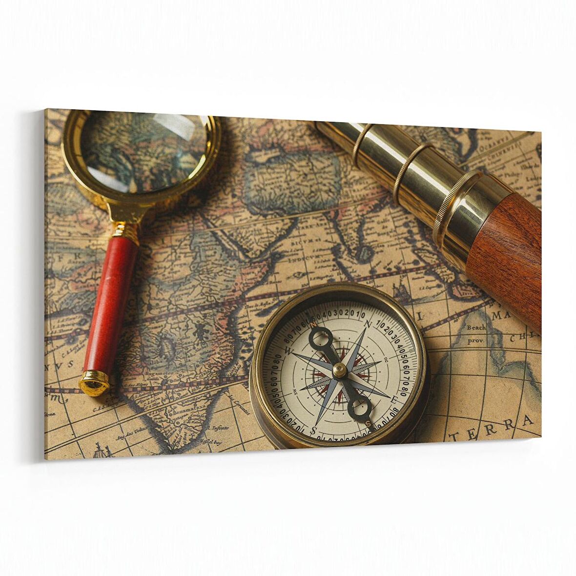 Olla 16141Y Harita Görseli Yatay Kanvas Tablo (Ölçü: 90X60)