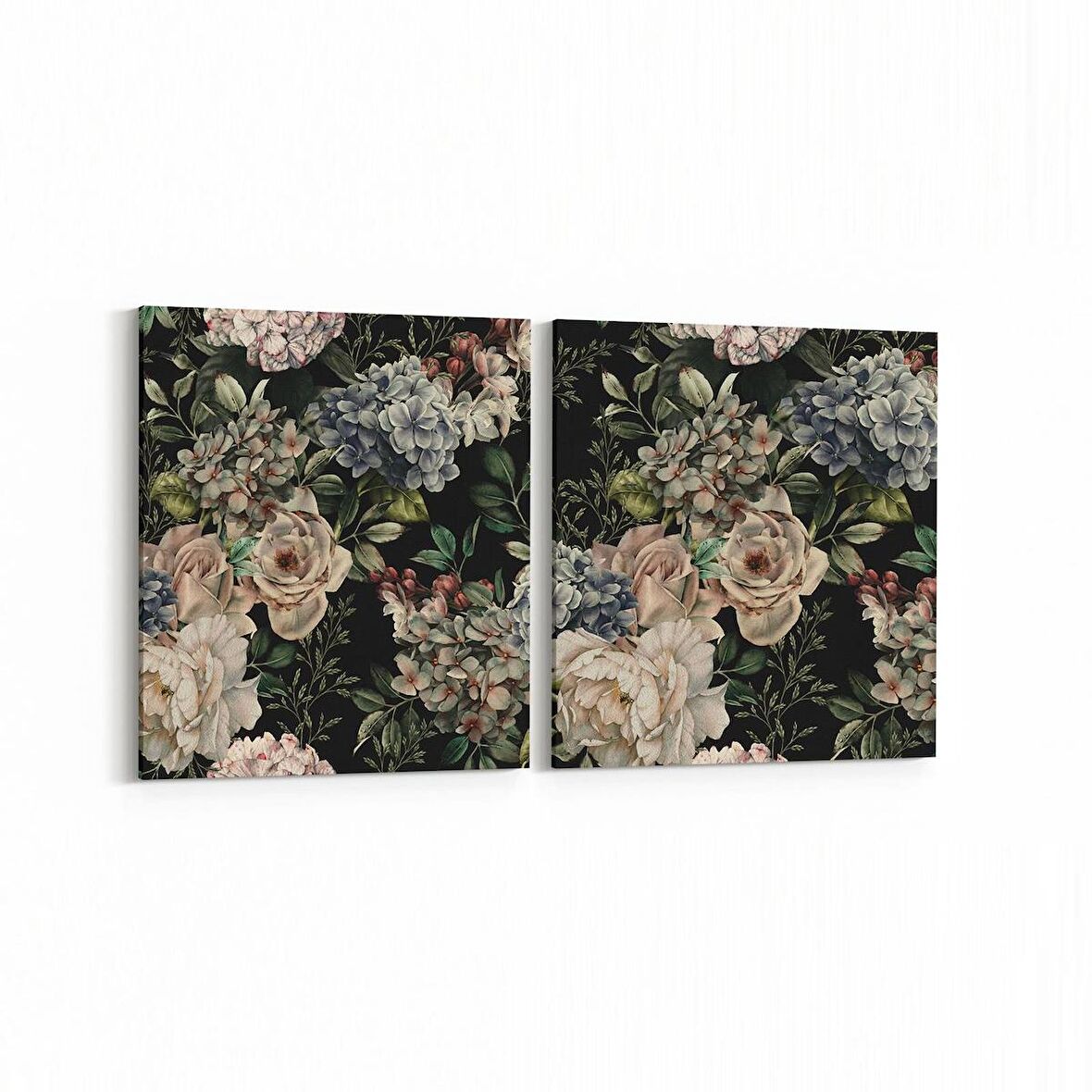 Olla 11776K2Y Çiçek Görseli Kare 2'li Yatay Kanvas Tablo (Ölçü: 125X60)