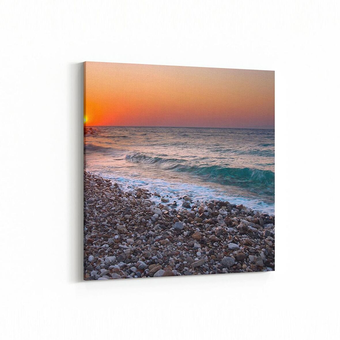 Olla 15979K Günbatımı Görseli Kare Kanvas Tablo (Ölçü: 25X25)