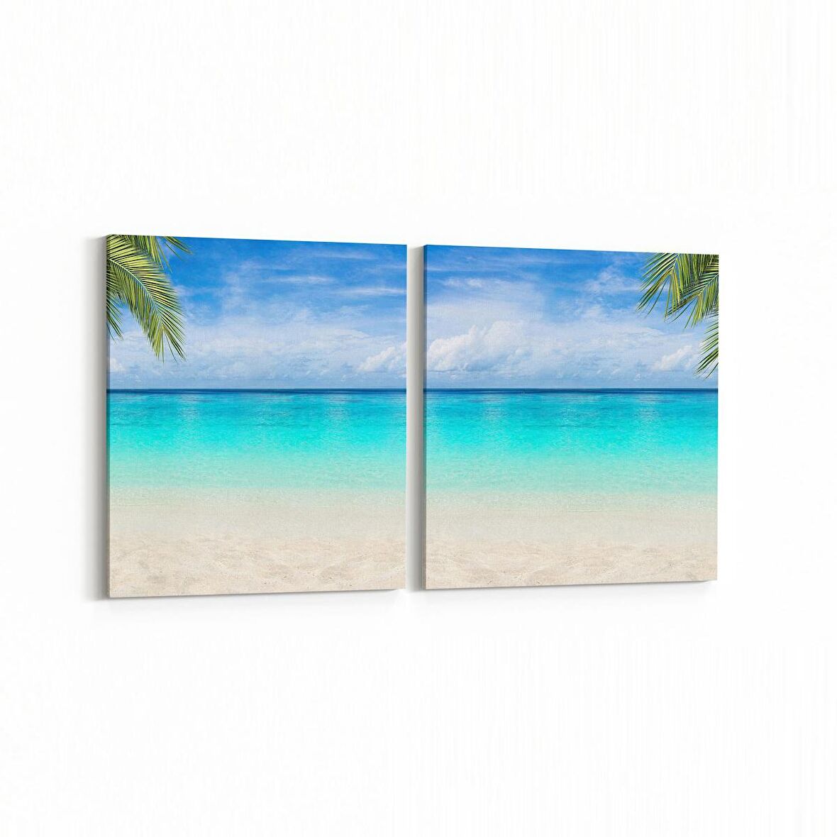 Olla 16516K2Y Kumsal / Sahil Görseli Kare 2'li Yatay Kanvas Tablo (Ölçü: 145X70)