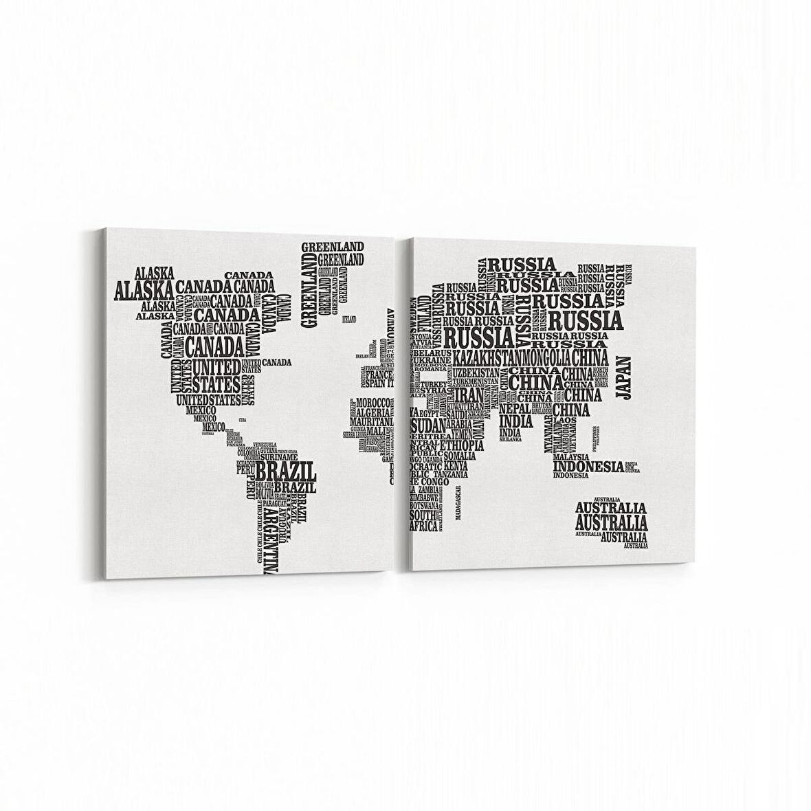 Olla 16203K2Y Harita Görseli Kare 2'li Yatay Kanvas Tablo (Ölçü: 145X70)