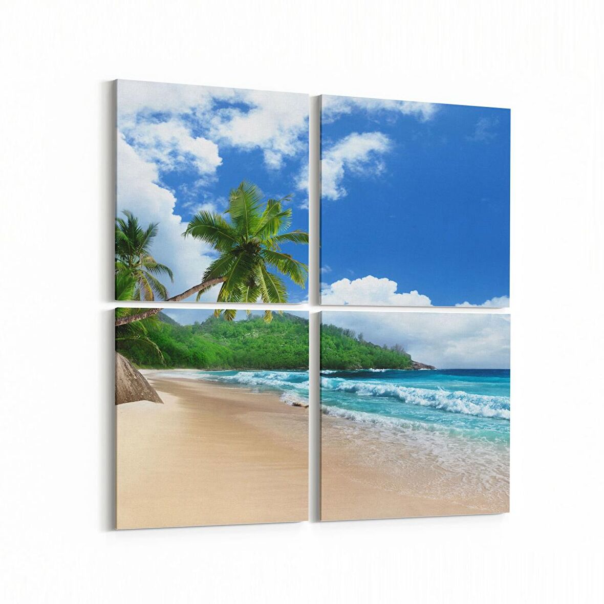 Olla 16380K4 Kumsal / Sahil Görseli Kare 4'lü Kanvas Tablo (Ölçü: 65X65)