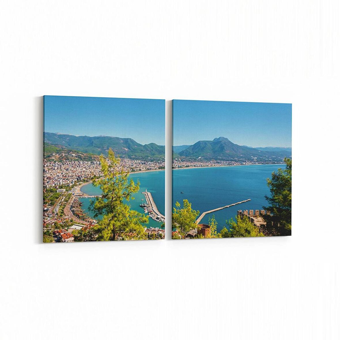 Olla 13346K2Y Doğa / Manzara Görseli Kare 2'li Yatay Kanvas Tablo (Ölçü: 65X30)