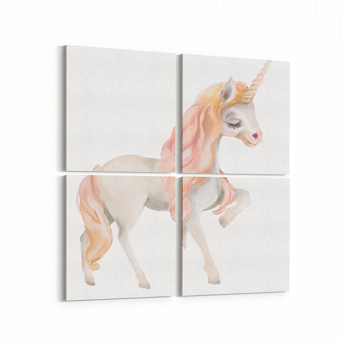 Olla 12713K4 Çocuk Odası Görseli 4'lü Kanvas Tablo (Ölçü: 65X65)