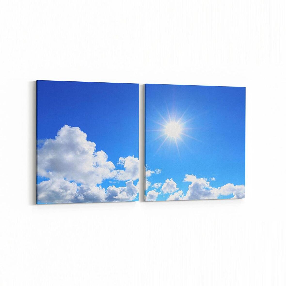 Olla 15692K2Y Gökyüzü Bulut Görseli Kare 2'li Yatay Kanvas Tablo (Ölçü: 105X50)