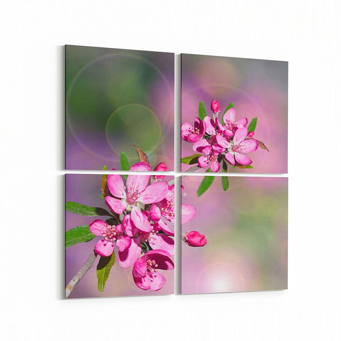 Olla 10607K4 Ağaç Görseli Kare 4'lü Kanvas Tablo (Ölçü: 145X145)